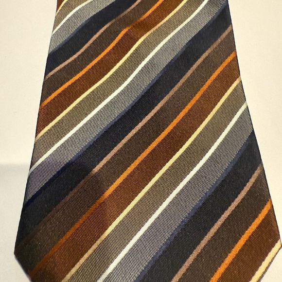 Valerio Garati Striped Men's Tie in Black, Brown, and Gray - Picture 3 of 5
